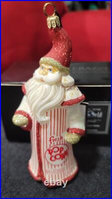 Joy to the World Glitterazzi- Popcorn Santa Glass Ornament- NIB #ZKP3846POP-Rare