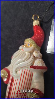Joy to the World Glitterazzi- Popcorn Santa Glass Ornament- NIB #ZKP3846POP-Rare