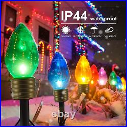 Jumbo C9 Christmas Lights Outdoor Decorations Lawn with Pathway Marker Stakes, 8