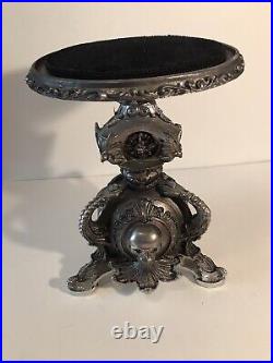 K&K Halloween 12H Pedestal Pillar Candle Holder Metallic Nickel Finish Goth K&K Halloween 12H Pedestal Pillar Candle Holder Metallic Nickel Finish Goth