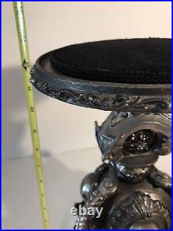 K&K Halloween 12H Pedestal Pillar Candle Holder Metallic Nickel Finish Goth K&K Halloween 12H Pedestal Pillar Candle Holder Metallic Nickel Finish Goth