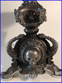 K&K Halloween 12H Pedestal Pillar Candle Holder Metallic Nickel Finish Goth K&K Halloween 12H Pedestal Pillar Candle Holder Metallic Nickel Finish Goth