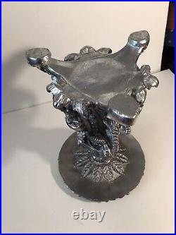 K&K Halloween 12H Pedestal Pillar Candle Holder Metallic Nickel Finish Goth K&K Halloween 12H Pedestal Pillar Candle Holder Metallic Nickel Finish Goth