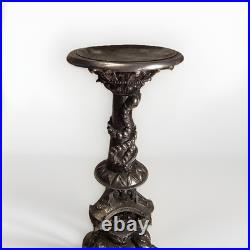 K&K Halloween 20.5 Pedestal Pillar Candle Holder Metallic Nickel Finish Goth