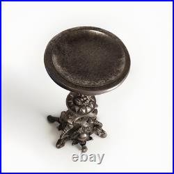 K&K Halloween 20.5 Pedestal Pillar Candle Holder Metallic Nickel Finish Goth