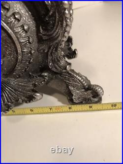 K&K Halloween 20.5 Pedestal Pillar Candle Holder Metallic Nickel Finish Goth