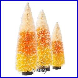 K & K Interiors Candy Corn Bottle Brush Trees Set of 3 40715A