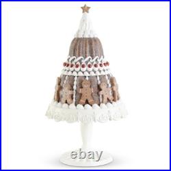 K & K Interiors Glittered Bundt Cake withGingerbread on Pedestal 54730C