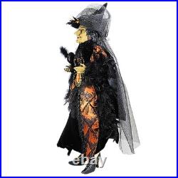 Karen Didion Orange Standing Witch Figurine Halloween Raven Spider