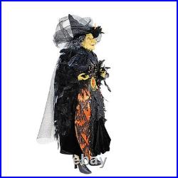 Karen Didion Orange Standing Witch Figurine Halloween Raven Spider