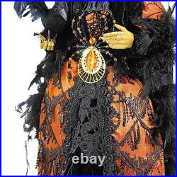 Karen Didion Orange Standing Witch Figurine Halloween Raven Spider