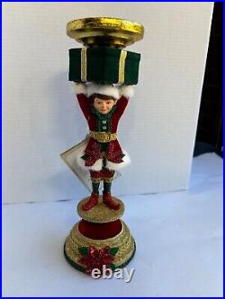 Katherine's Collection Holiday Magic Elf Candle holder red gold green 28-428335