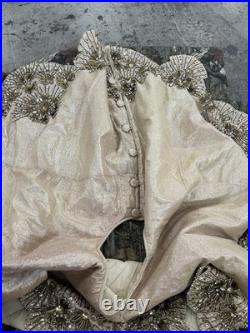 Kim Seybert Christmas Tree Skirt Heavily Beaded Cream Exquisite Victorian H68