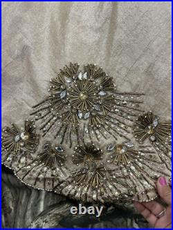 Kim Seybert Christmas Tree Skirt Heavily Beaded Cream Exquisite Victorian H68