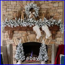 King Of Christmas 4 Piece Battery Operated LED Set 2 Trees, Garland, Wreath