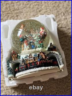 Kirkland Signature Musical Waterglobe Revolving Base Santa Train Snow Globe Box