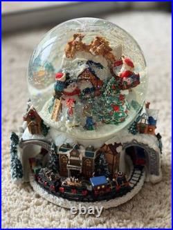 Kirkland Signature Musical Waterglobe Revolving Base Santa Train Snow Globe Box