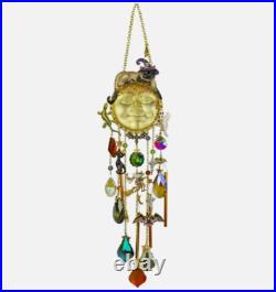 Kirks Folly Salem Cat Over the Goddess Seaview Moon Wind Chime Gold Tone