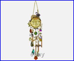 Kirks Folly Salem Cat Over the Goddess Seaview Moon Wind Chime Gold Tone
