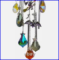 Kirks Folly Salem Cat Over the Goddess Seaview Moon Wind Chime Silver Tone