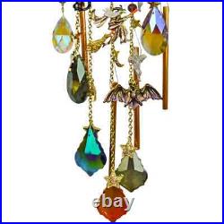 Kirks Folly Salem Cat Over the Goddess Seaview Moon Wind Chime goldtone