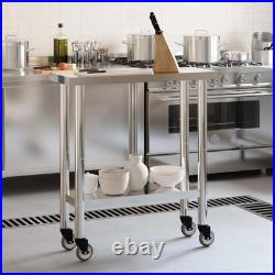 Kitchen Work Table with Wheels 32.5x11.8x33.5 Stainless Steel