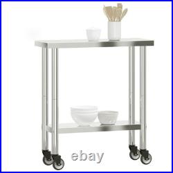 Kitchen Work Table with Wheels 32.5x11.8x33.5 Stainless Steel