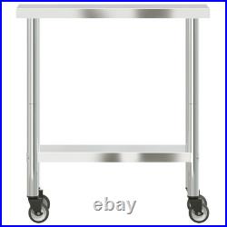 Kitchen Work Table with Wheels 32.5x11.8x33.5 Stainless Steel