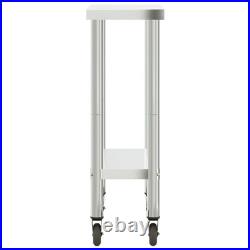 Kitchen Work Table with Wheels 32.5x11.8x33.5 Stainless Steel