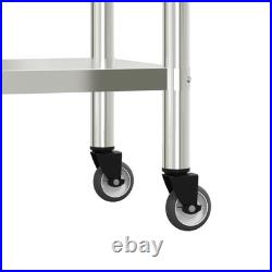 Kitchen Work Table with Wheels 32.5x11.8x33.5 Stainless Steel