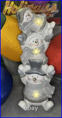 Kringle Express Illuminated 27 Stacking Holiday Friends Snowmen? WORKING