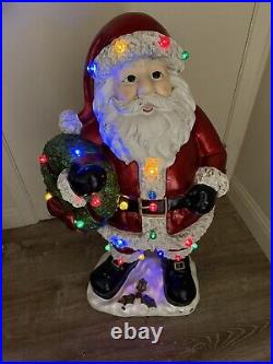 Kringle Express Indoor/Outdoor Oversized 36 Illuminated Santa Holding Wreath