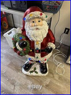 Kringle Express Indoor/Outdoor Oversized 36 Illuminated Santa Holding Wreath