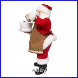Kurt Adler 10.5 FabrichéT Santa with Oversized I Love Coffee Cup & C