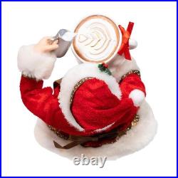 Kurt Adler 10.5 FabrichéT Santa with Oversized I Love Coffee Cup & C