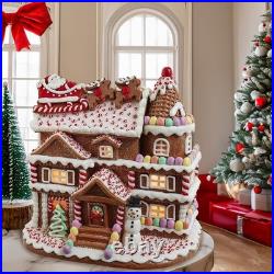 Kurt Adler 10-inch Pre-Lit Gingerbread House with Santa