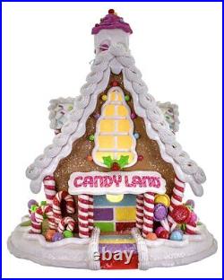 Kurt Adler 11.5In Lit Candyland Gingerbread House Tabletop Decor Multicolor