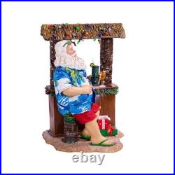Kurt Adler Fabriché Beach Santa Sitting at Tiki Bar Standing Christmas Display