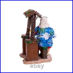 Kurt Adler Fabriché Beach Santa Sitting at Tiki Bar Standing Christmas Display