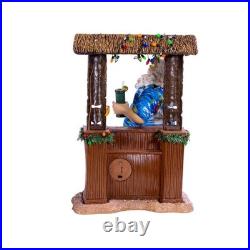 Kurt Adler Fabriché Beach Santa Sitting at Tiki Bar Standing Christmas Display