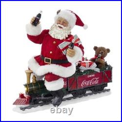 Kurt Adler Fabriche Figurine, Coca-Cola Santa on Train with Garland, 13in