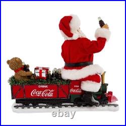 Kurt Adler Fabriche Figurine, Coca-Cola Santa on Train with Garland, 13in