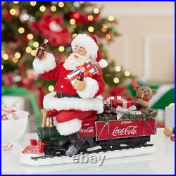 Kurt Adler Fabriche Figurine, Coca-Cola Santa on Train with Garland, 13in
