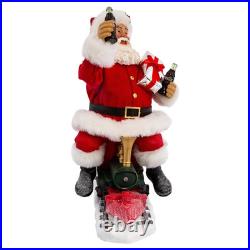 Kurt Adler Fabriche Figurine, Coca-Cola Santa on Train with Garland, 13in