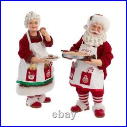 Kurt Adler Fabriche Figurines, Mr. And Mrs. Claus with Desserts, 10.5in (Set of 2) Kurt Adler Fabriche Figurines, Mr. And Mrs. Claus with Desserts, 10.5in (Set of 2)
