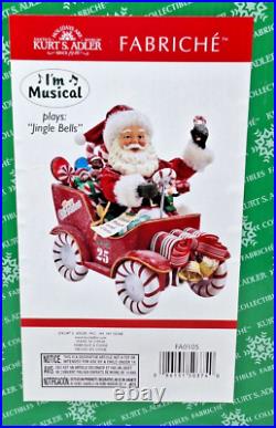Kurt Adler Musical Candy Car Santa Christmas Figurine Fabriché 8.5 New Open Box