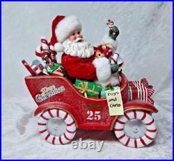 Kurt Adler Musical Candy Car Santa Christmas Figurine Fabriché 8.5 New Open Box
