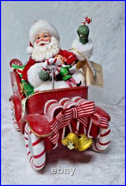 Kurt Adler Musical Candy Car Santa Christmas Figurine Fabriché 8.5 New Open Box