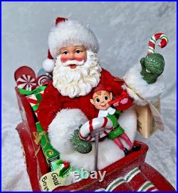 Kurt Adler Musical Candy Car Santa Christmas Figurine Fabriché 8.5 New Open Box