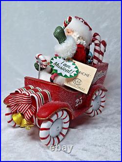 Kurt Adler Musical Candy Car Santa Christmas Figurine Fabriché 8.5 New Open Box